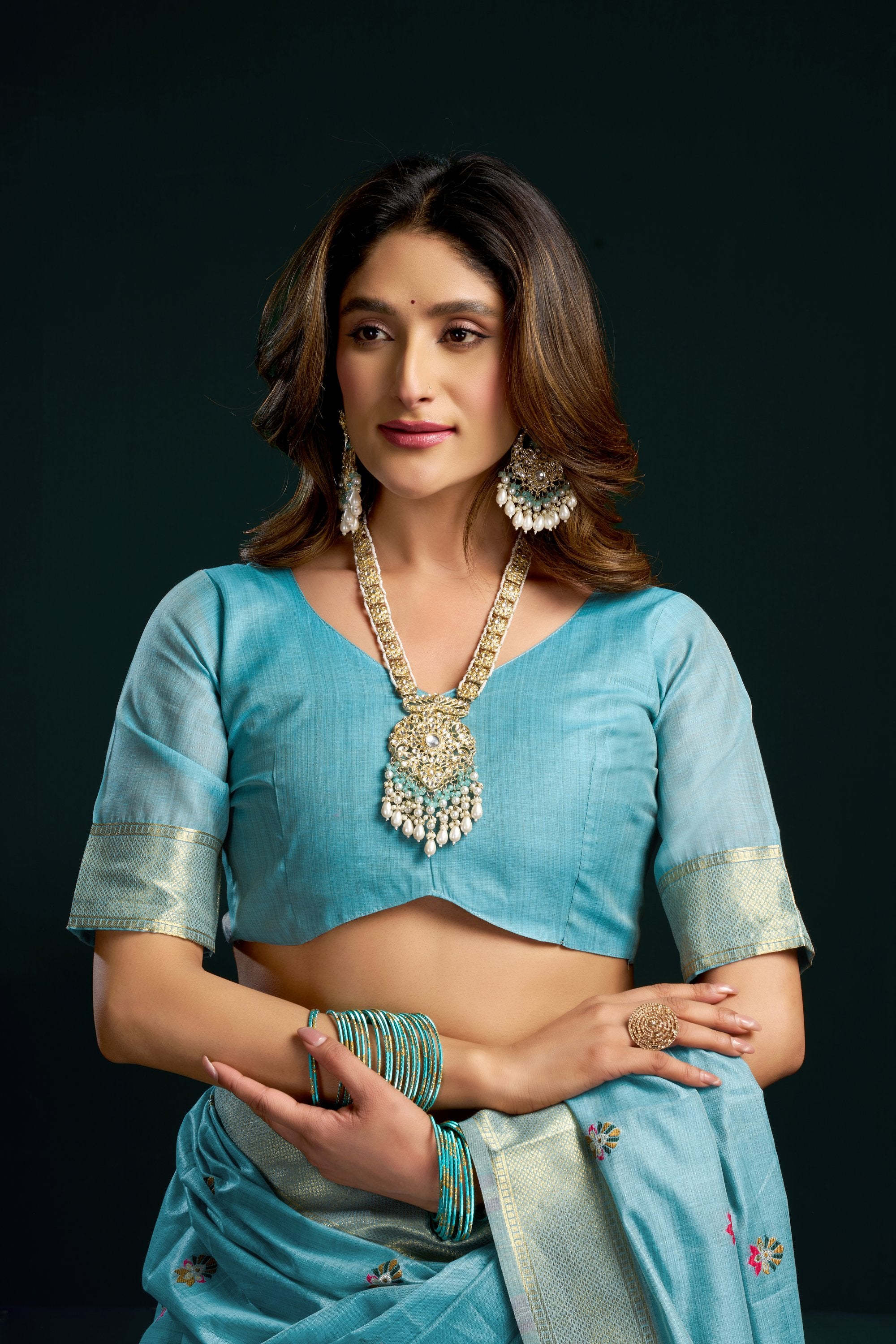 Chaaya Saree - Powder Blue - Close Up