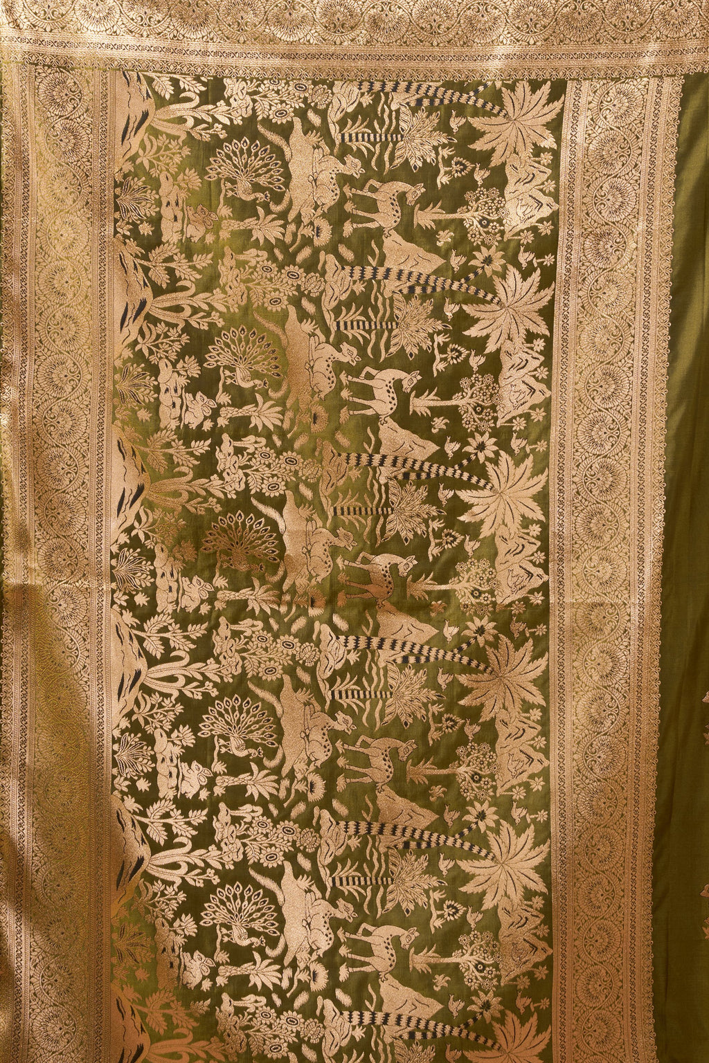 Chandrika Saree - Antique Olive - Front Drape