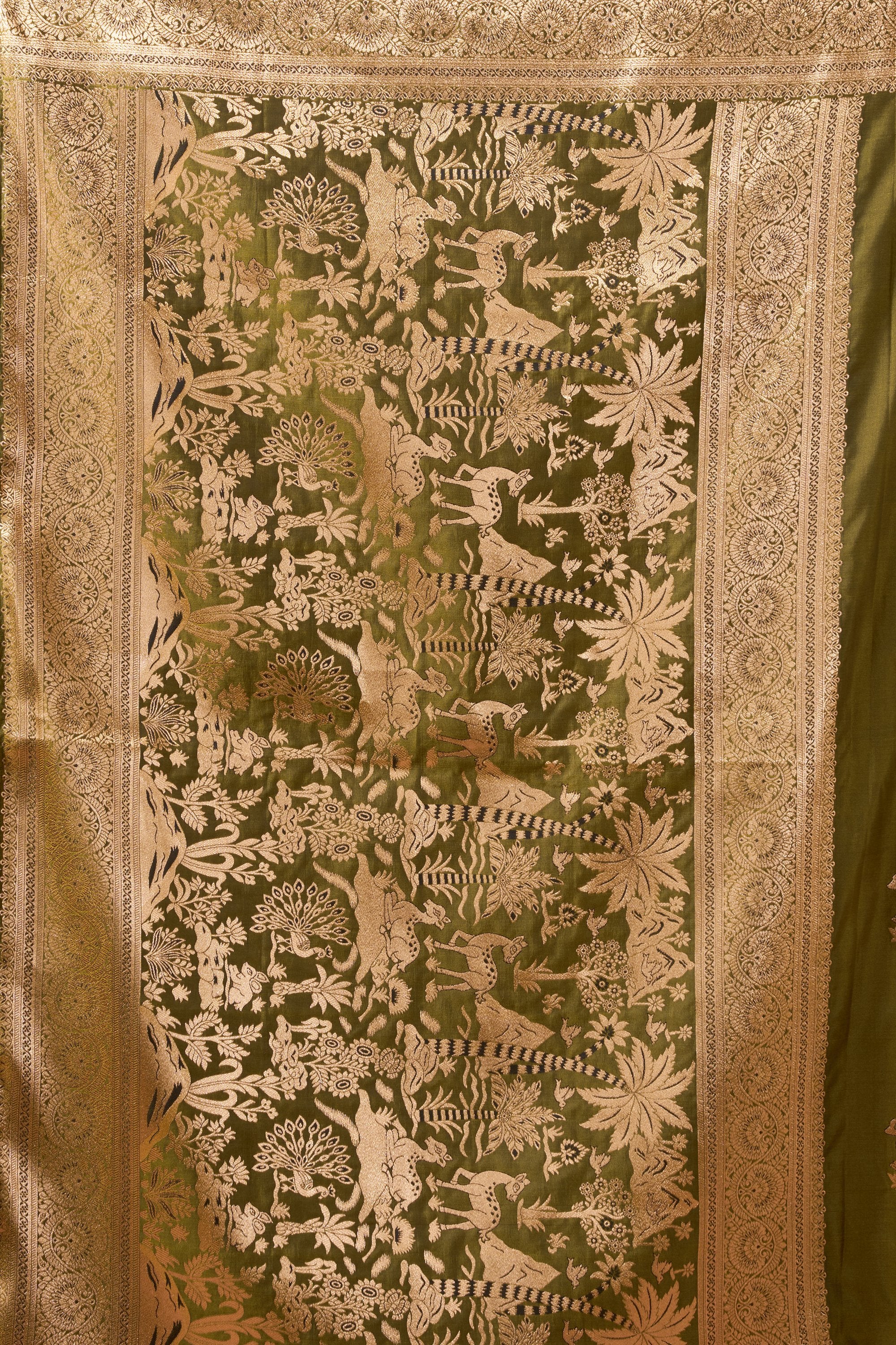 Chandrika Saree - Antique Olive - Front Drape