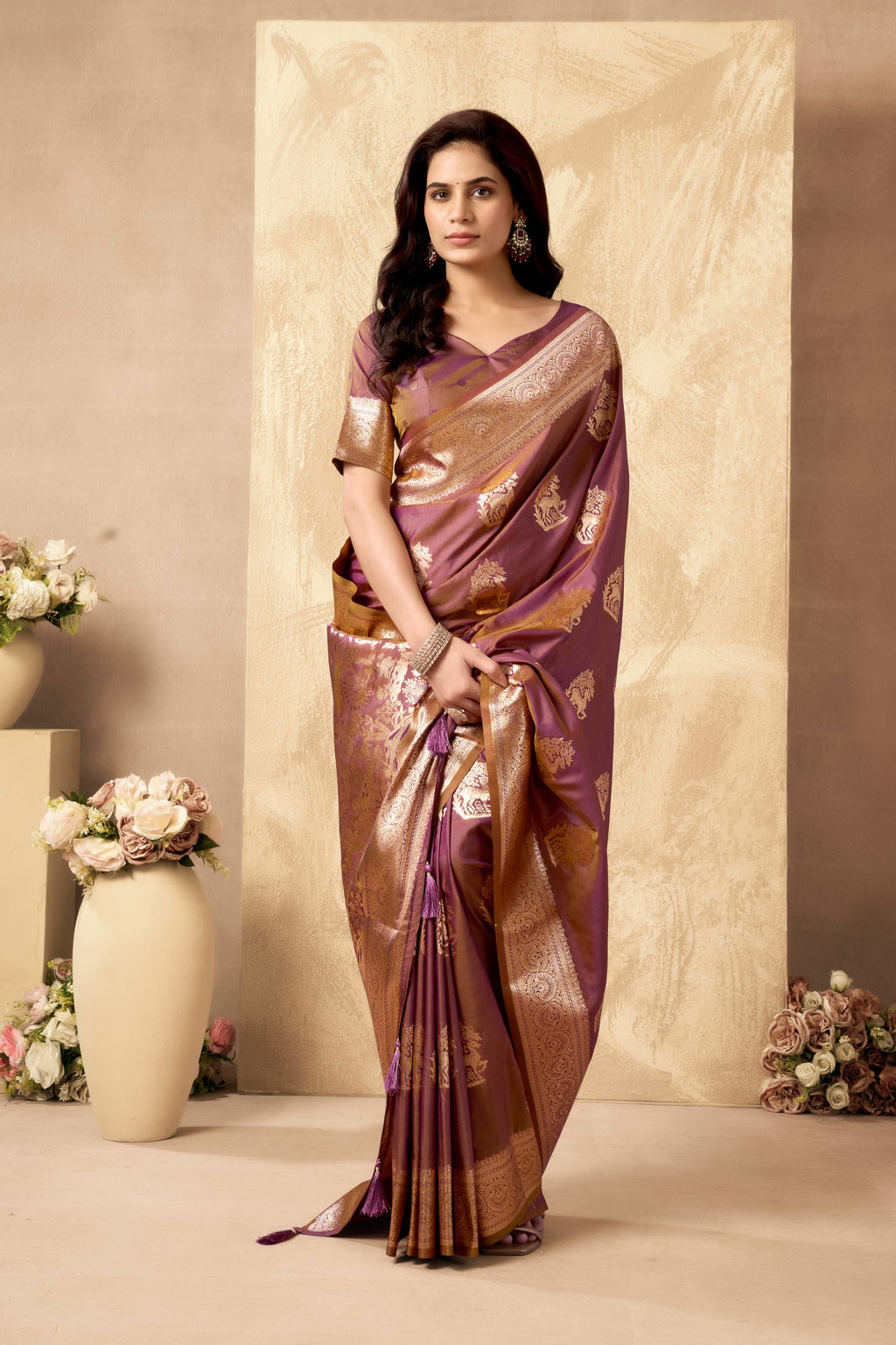 Chandrika Saree - Dusty Mauve - Blouse View