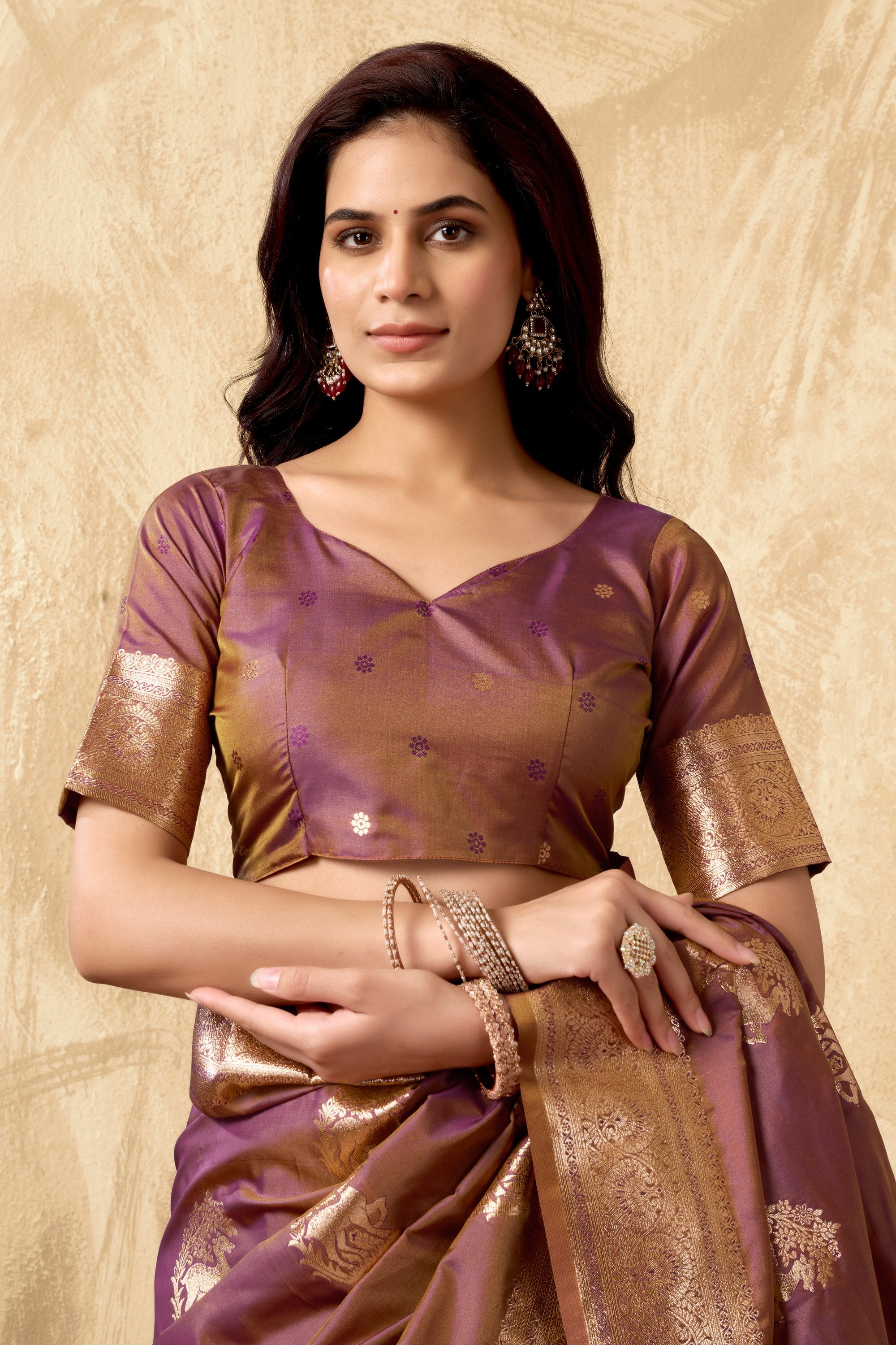 Chandrika Saree - Dusty Mauve - Back View
