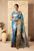 Chandrika Saree - Steel Blue - Full View