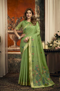 Dharaa Saree - Apple Green - Front Drape