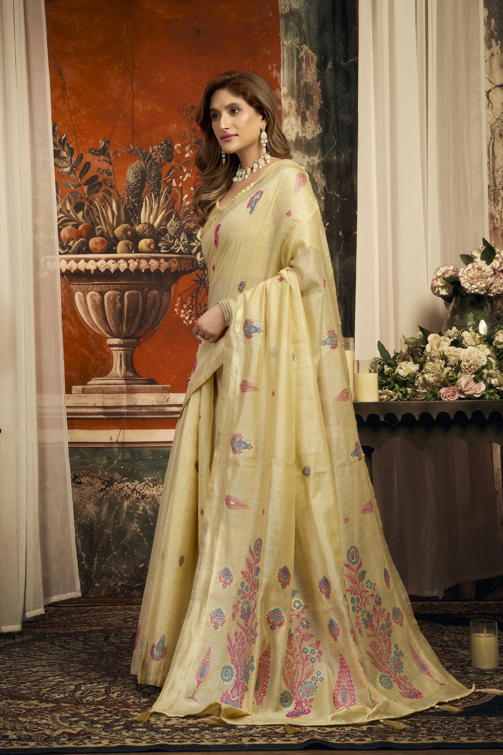Dharaa Saree - Ivory Cream - Full View
