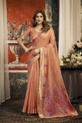 Dharaa Saree - Peach Coral - Front Drape