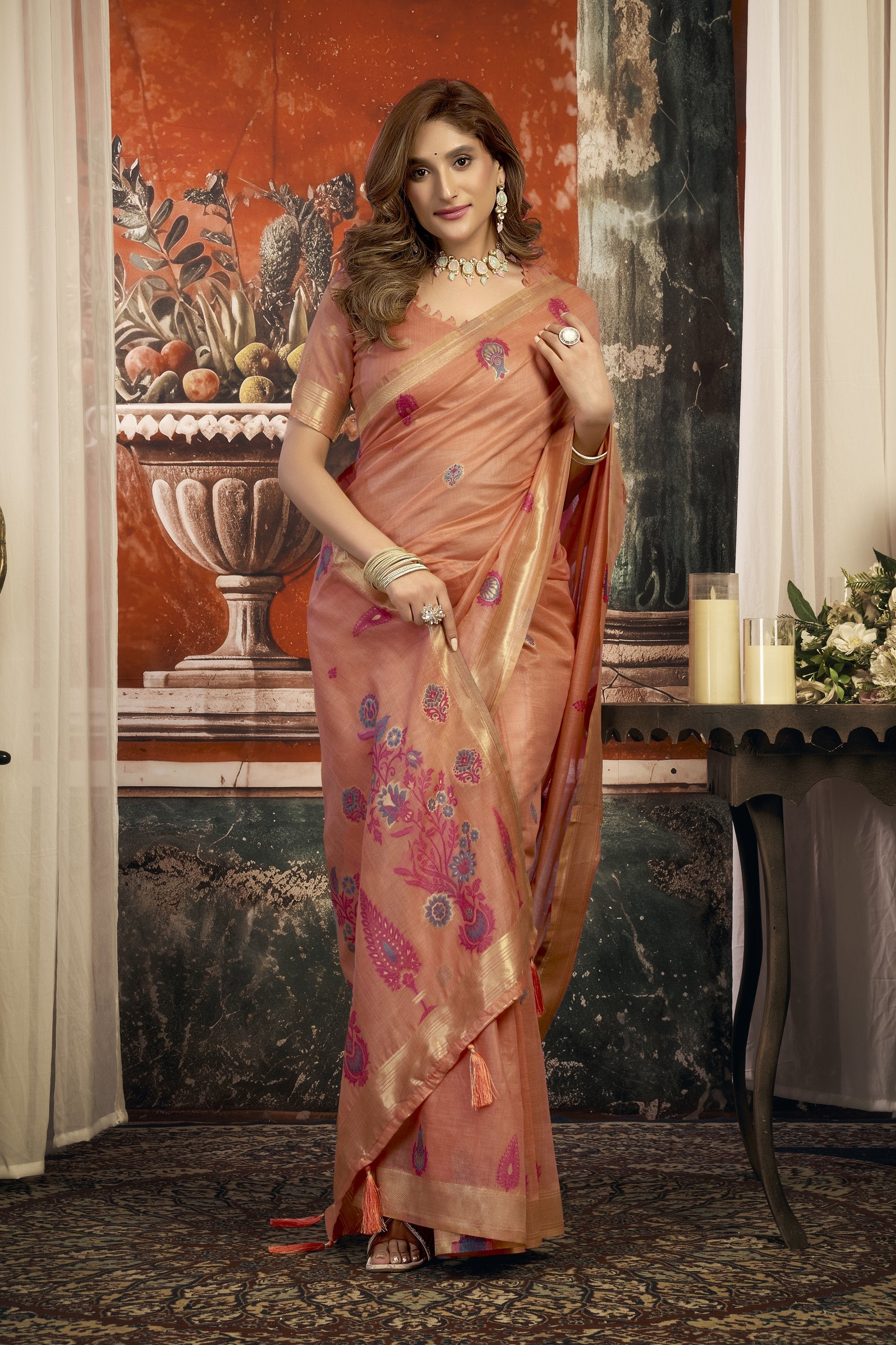 Dharaa Saree - Peach Coral - Blouse View
