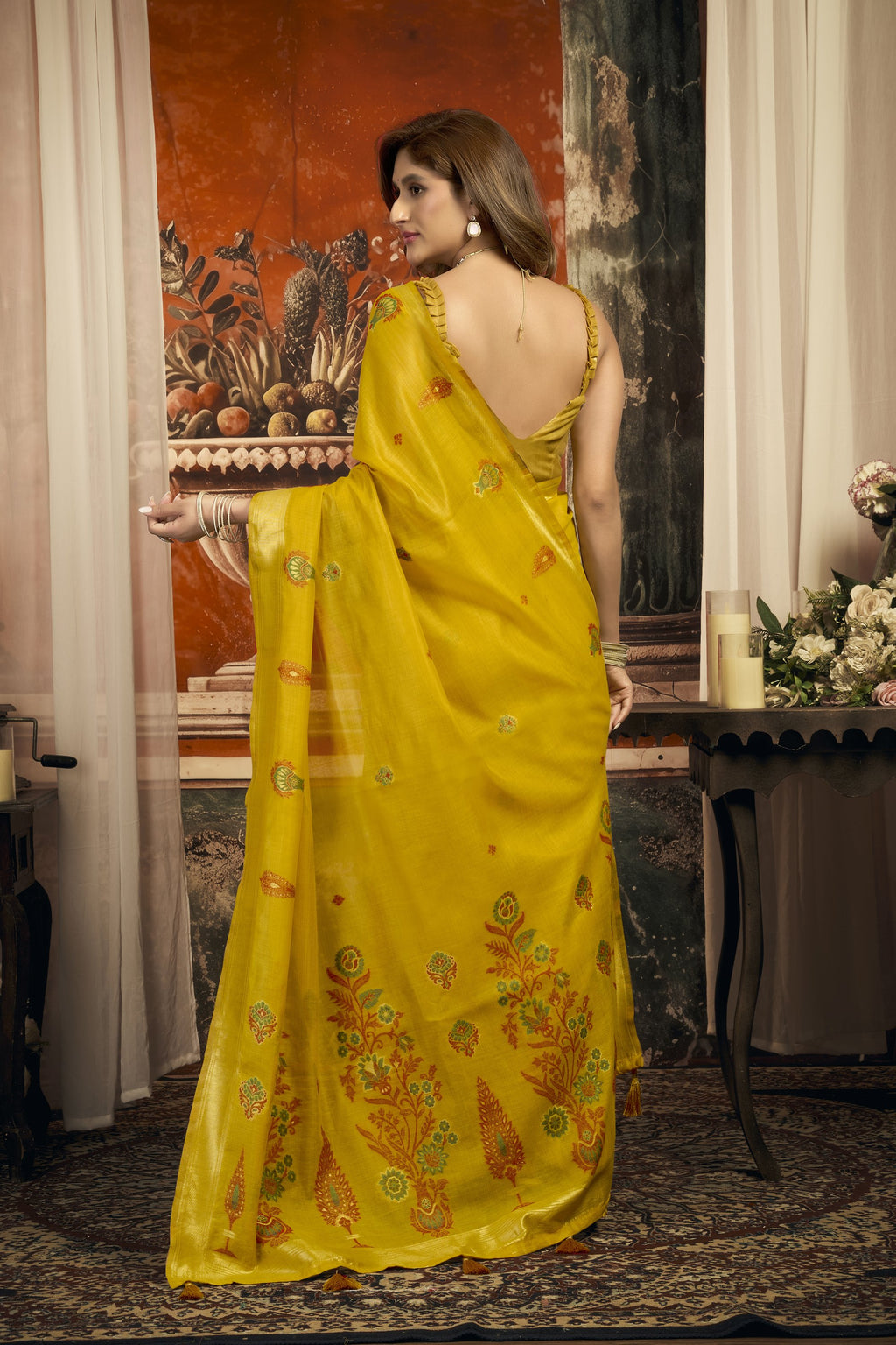 Dharaa Saree - Sunflower Yellow - Pallu Detail