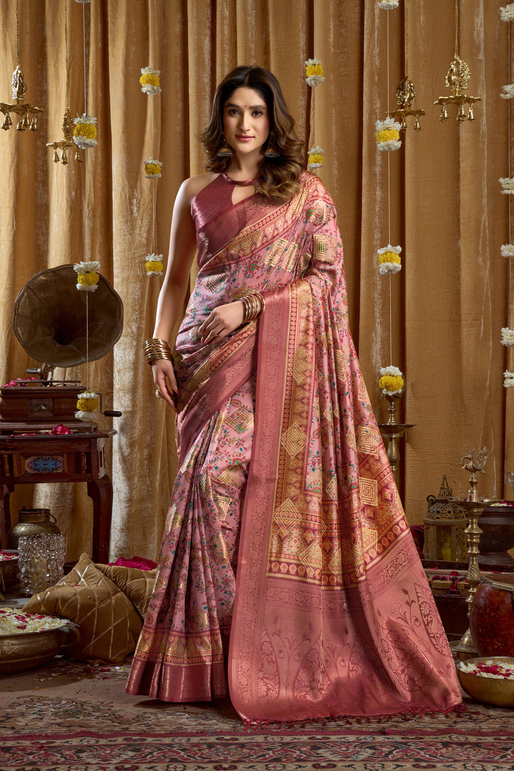 Gulshan Saree - Dusty Rose - Front Drape