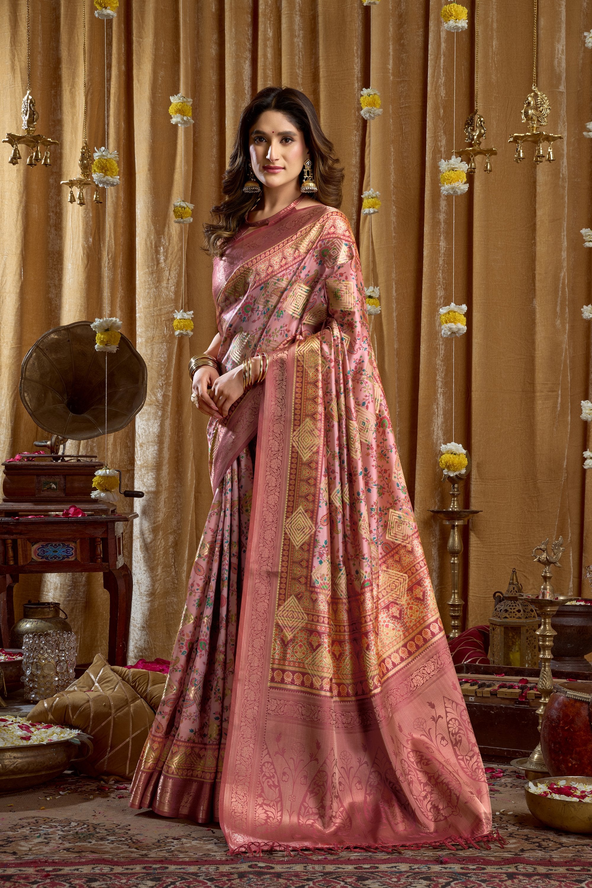 Gulshan Saree - Dusty Rose - Full View