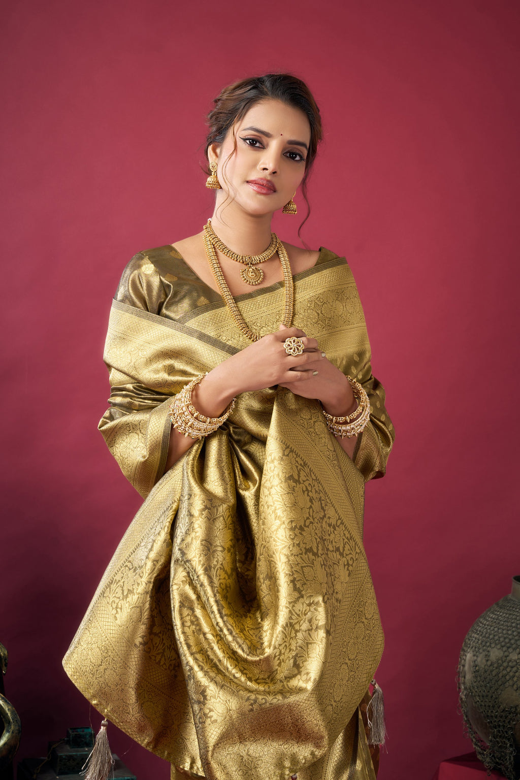 Jharokha Saree - Antique Olive - Border Detail