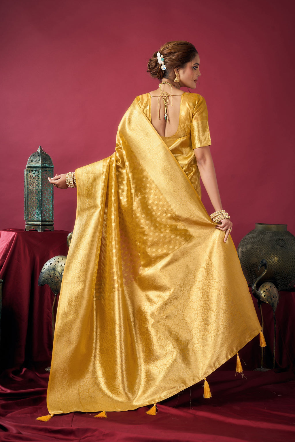 Jharokha Saree - Bright Mustard - Blouse View