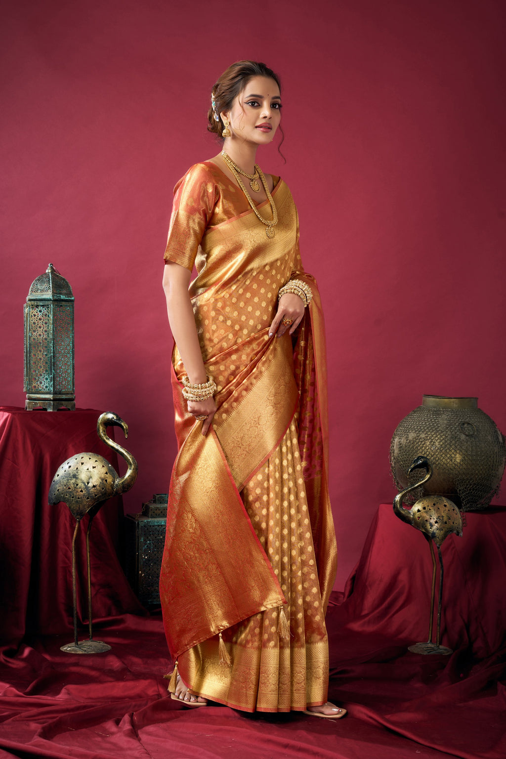Jharokha Saree - Copper Amber - Pallu Detail