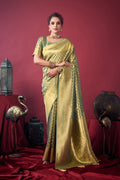 Jharokha Saree - Sage Gold - Front Drape