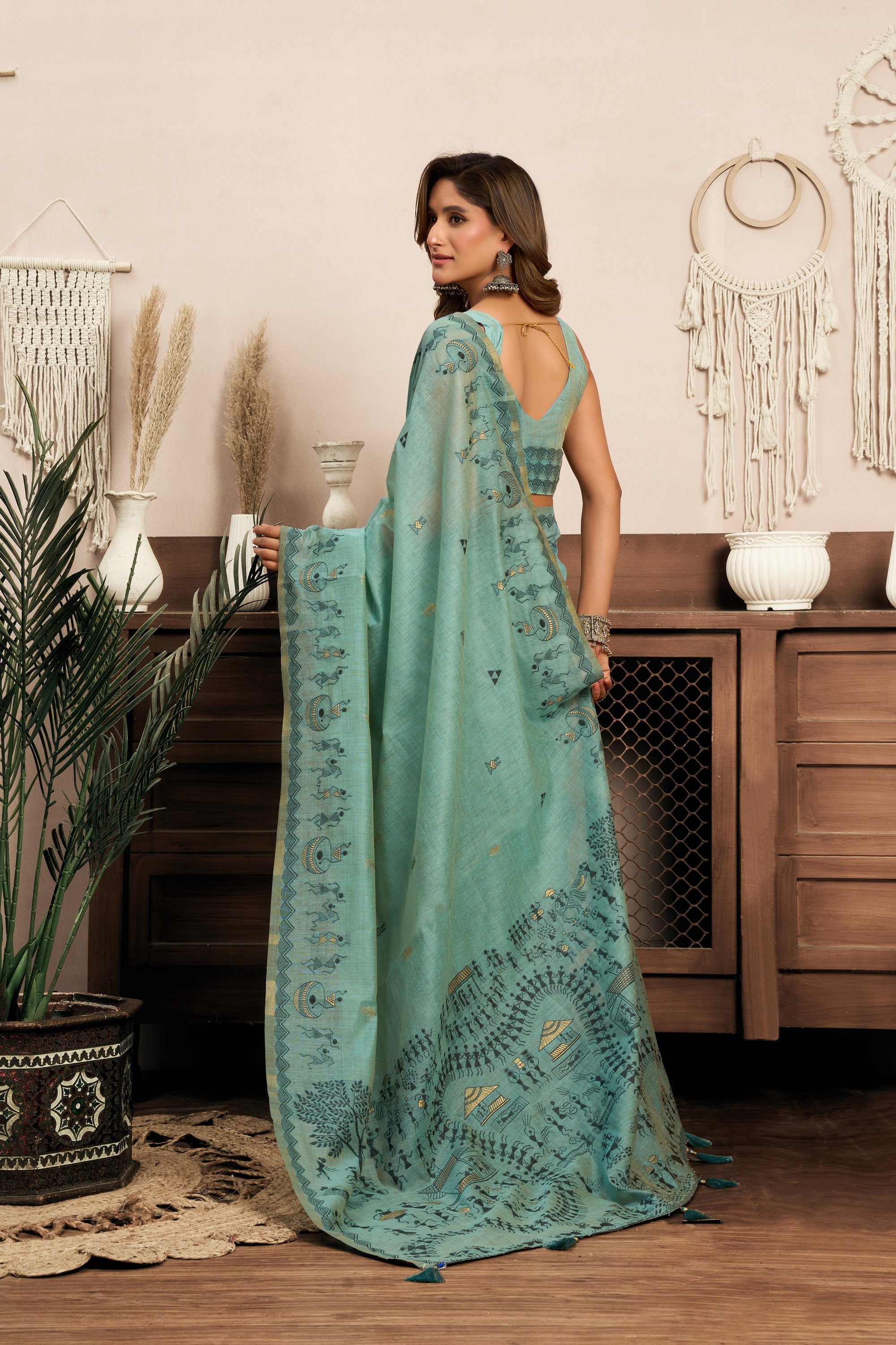 Kaveri Saree - Aqua Mist - Pallu Detail