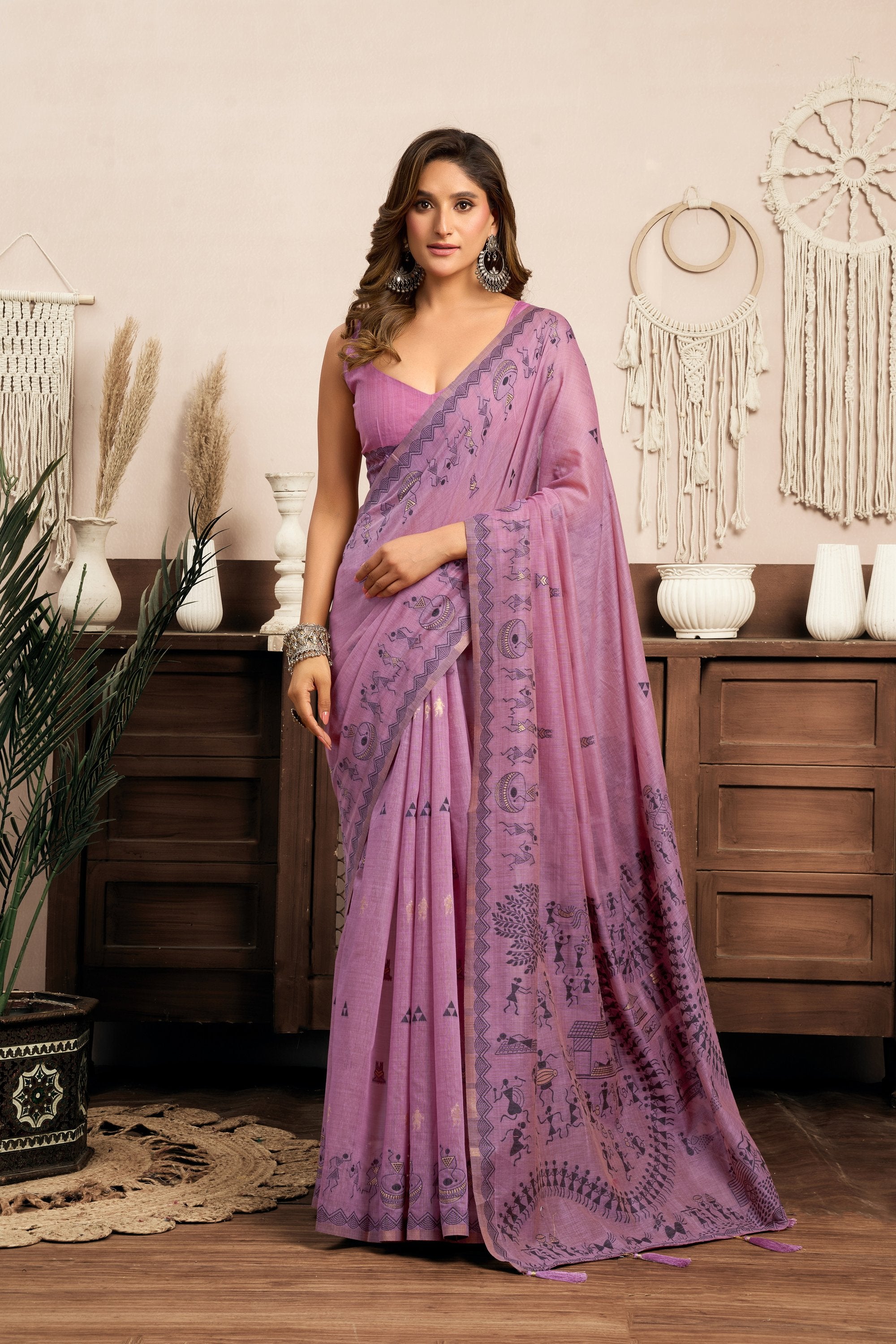 Kaveri Saree - Dusty Lilac - Front Drape
