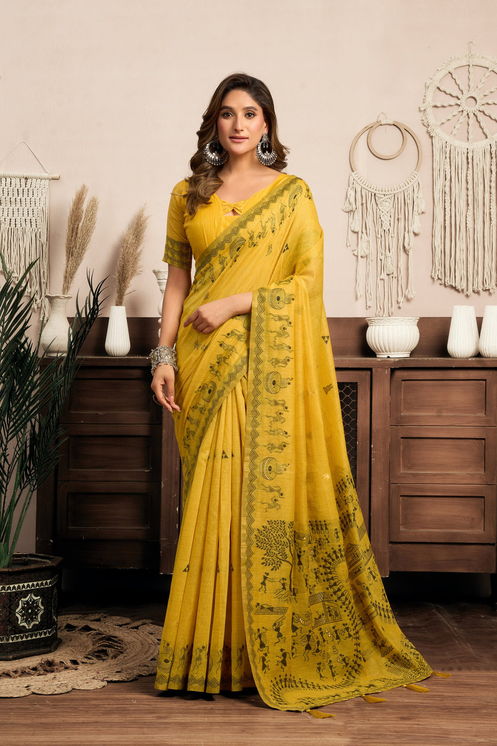 Kaveri Saree - Mustard Gold - Front Drape