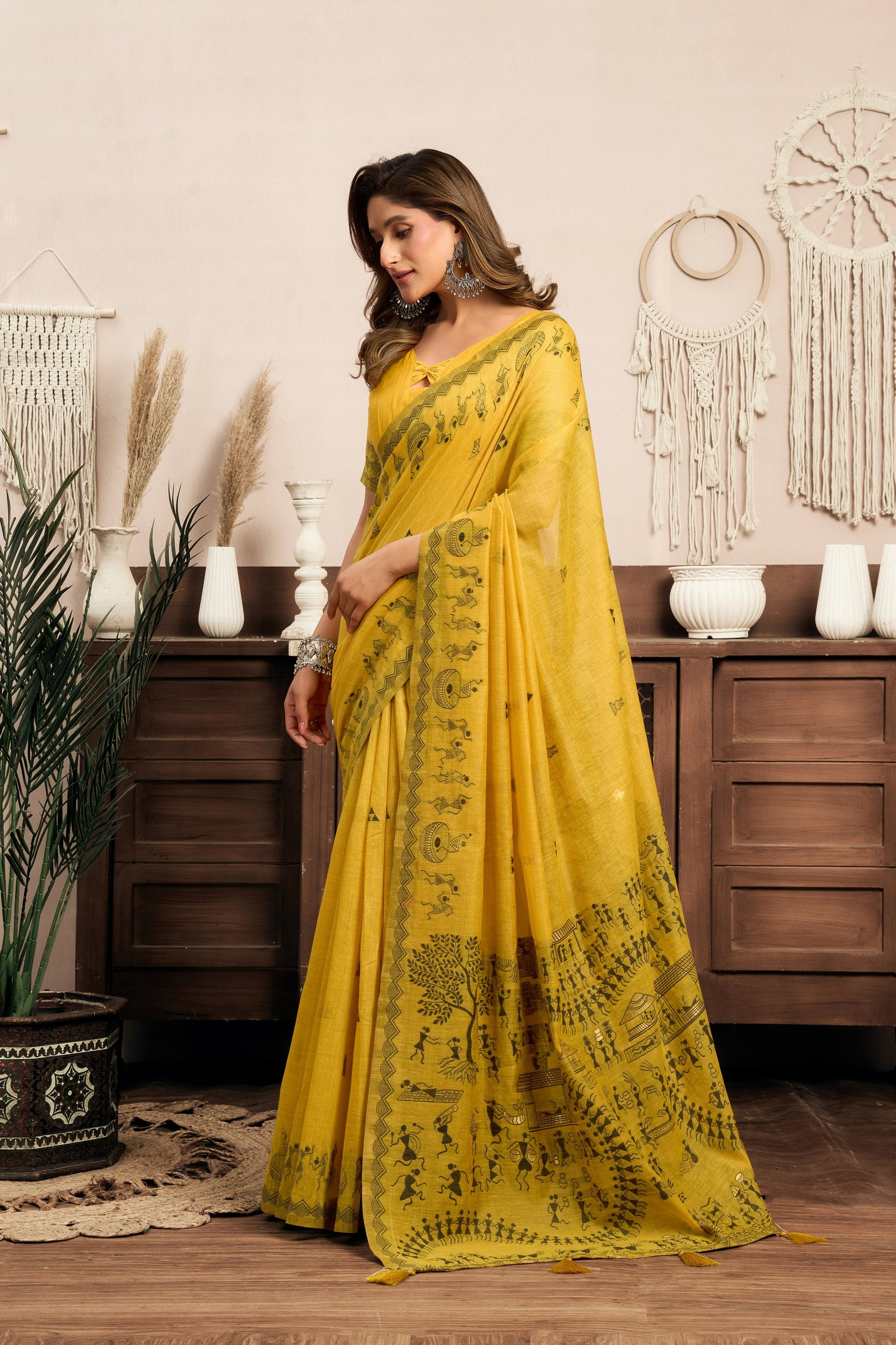 Kaveri Saree - Mustard Gold - Full View
