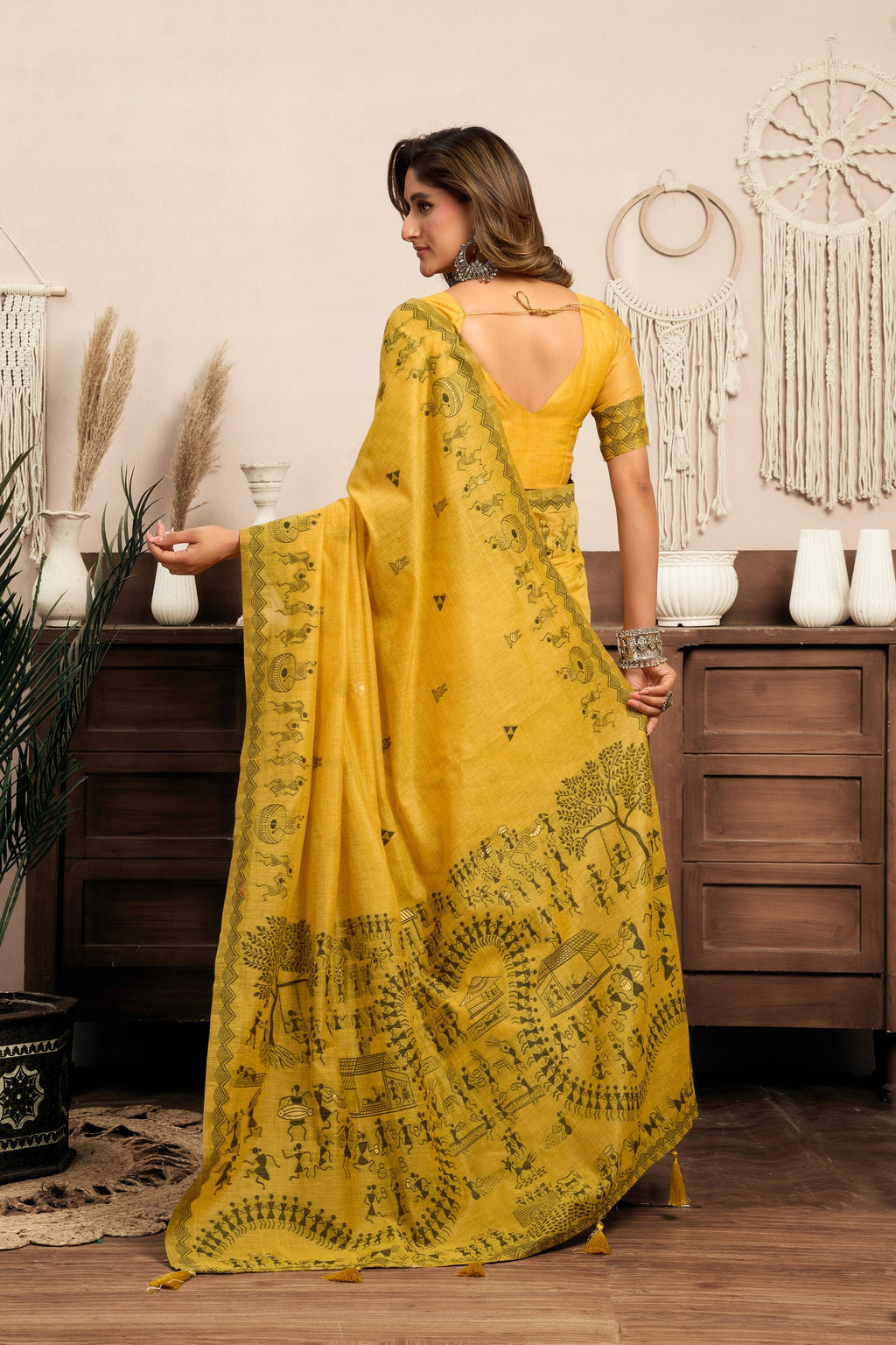 Kaveri Saree - Mustard Gold - Pallu Detail