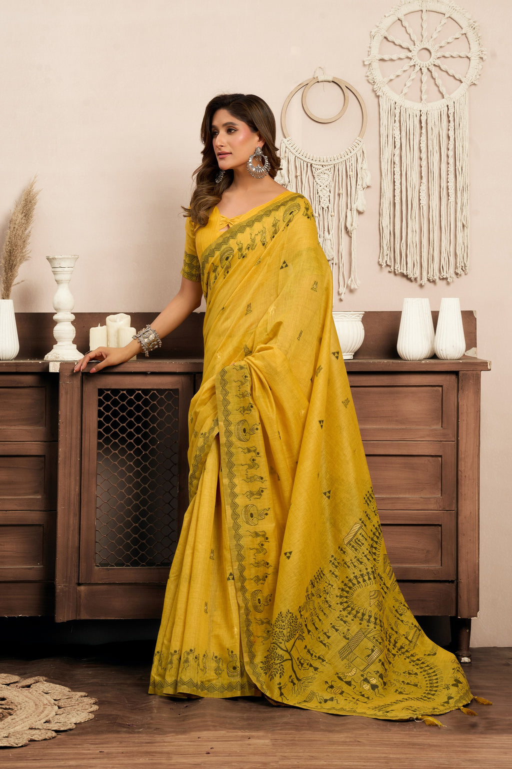 Kaveri Saree - Mustard Gold - Border Detail