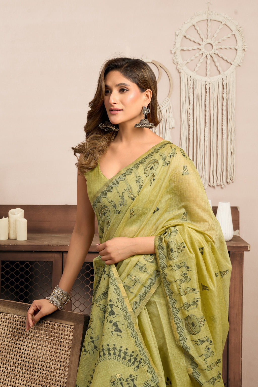 Kaveri Saree - Pistachio Olive - Blouse View
