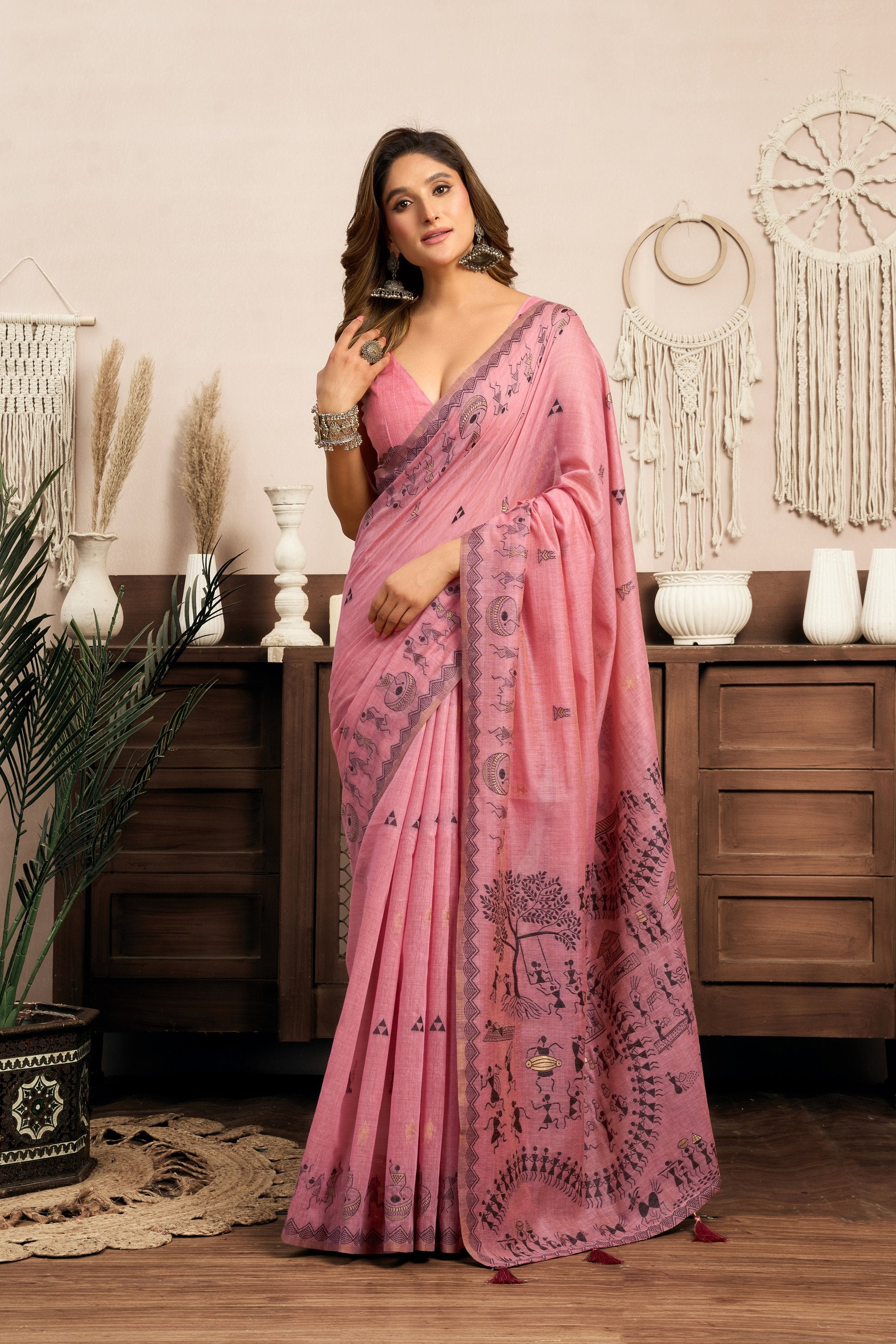 Kaveri Saree - Rose Blush - Front Drape
