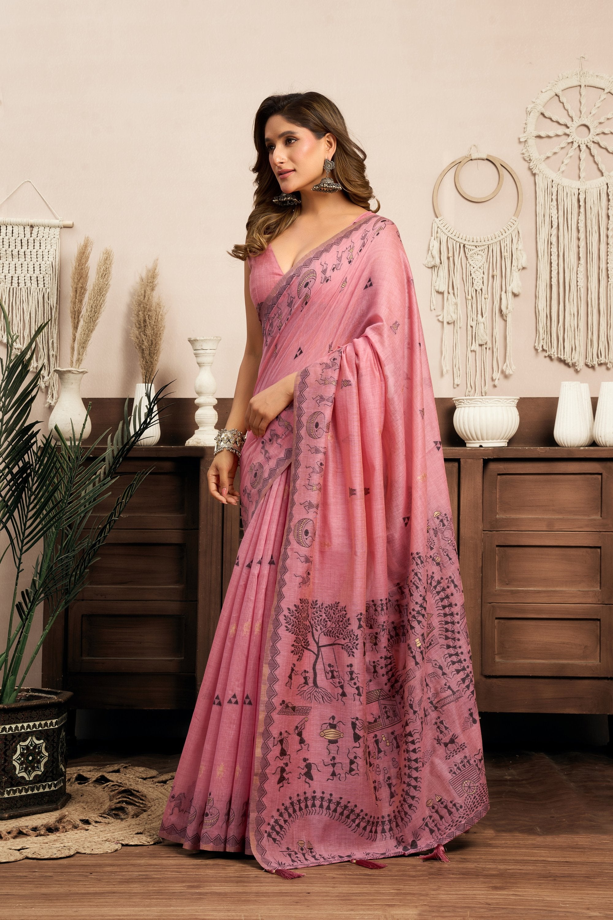 Kaveri Saree - Rose Blush - Full View