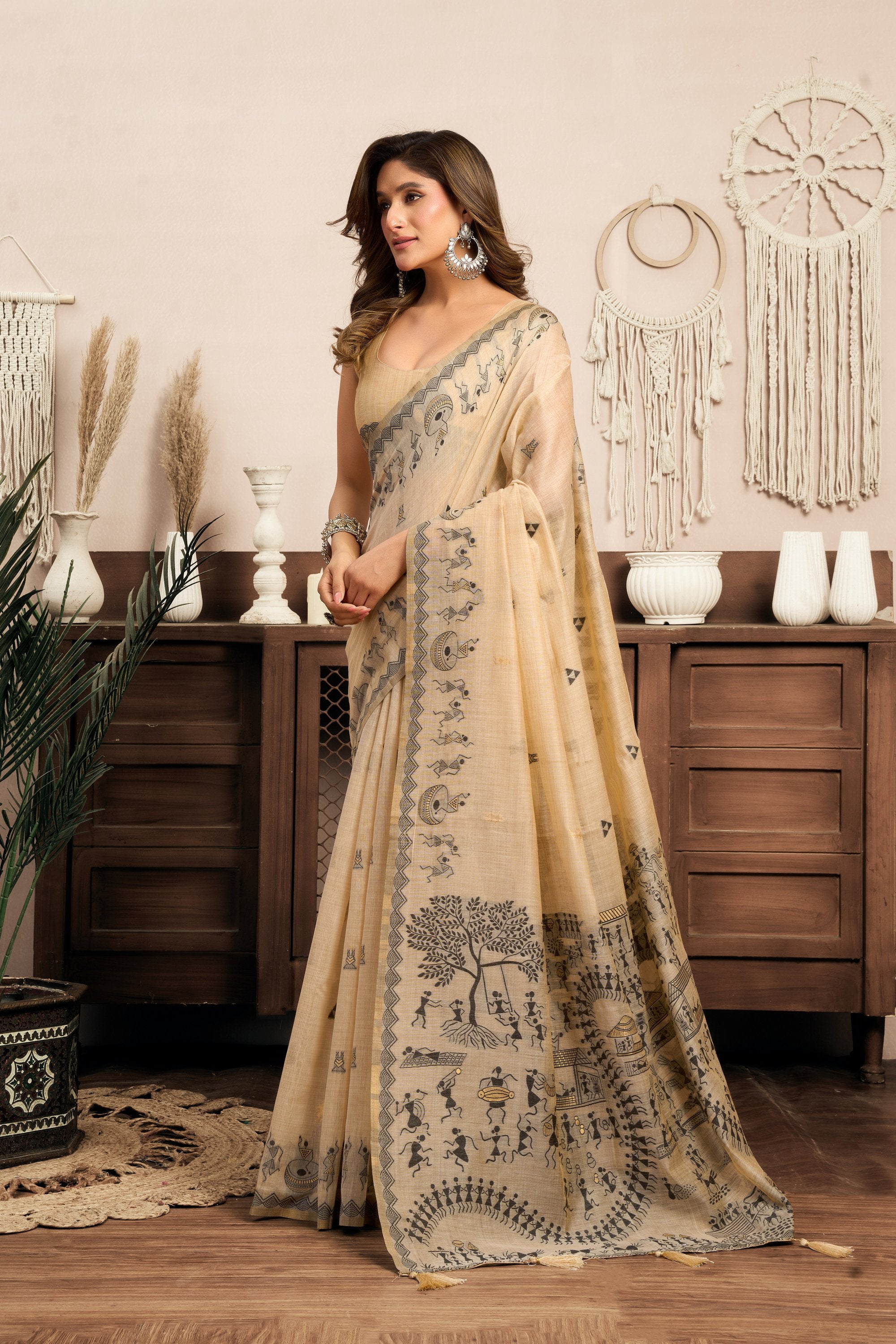 Kaveri Saree - Sand Beige - Full View