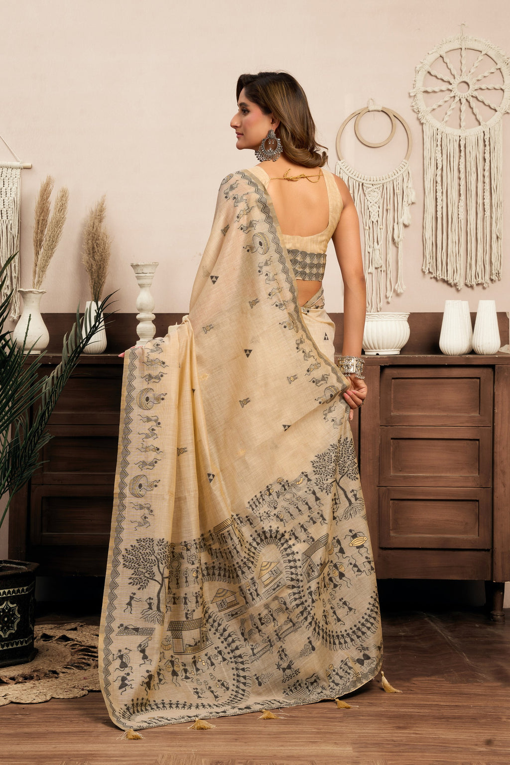 Kaveri Saree - Sand Beige - Pallu Detail