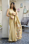 Khushboo Saree - Champagne Cream - Front Drape