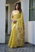 Khushboo Saree - Lime Yellow - Full View