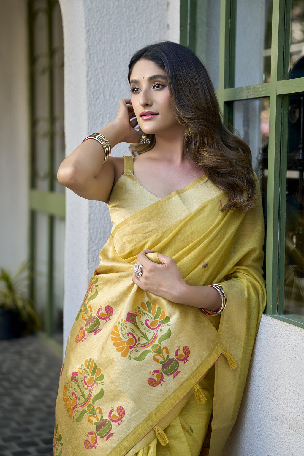 Khushboo Saree - Lime Yellow - Blouse View