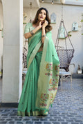 Khushboo Saree - Mint Green - Front Drape