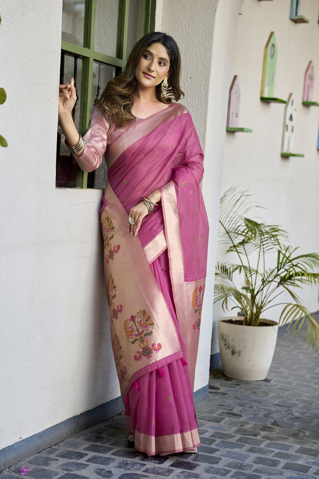 Khushboo Saree - Onion Pink - Pallu Detail