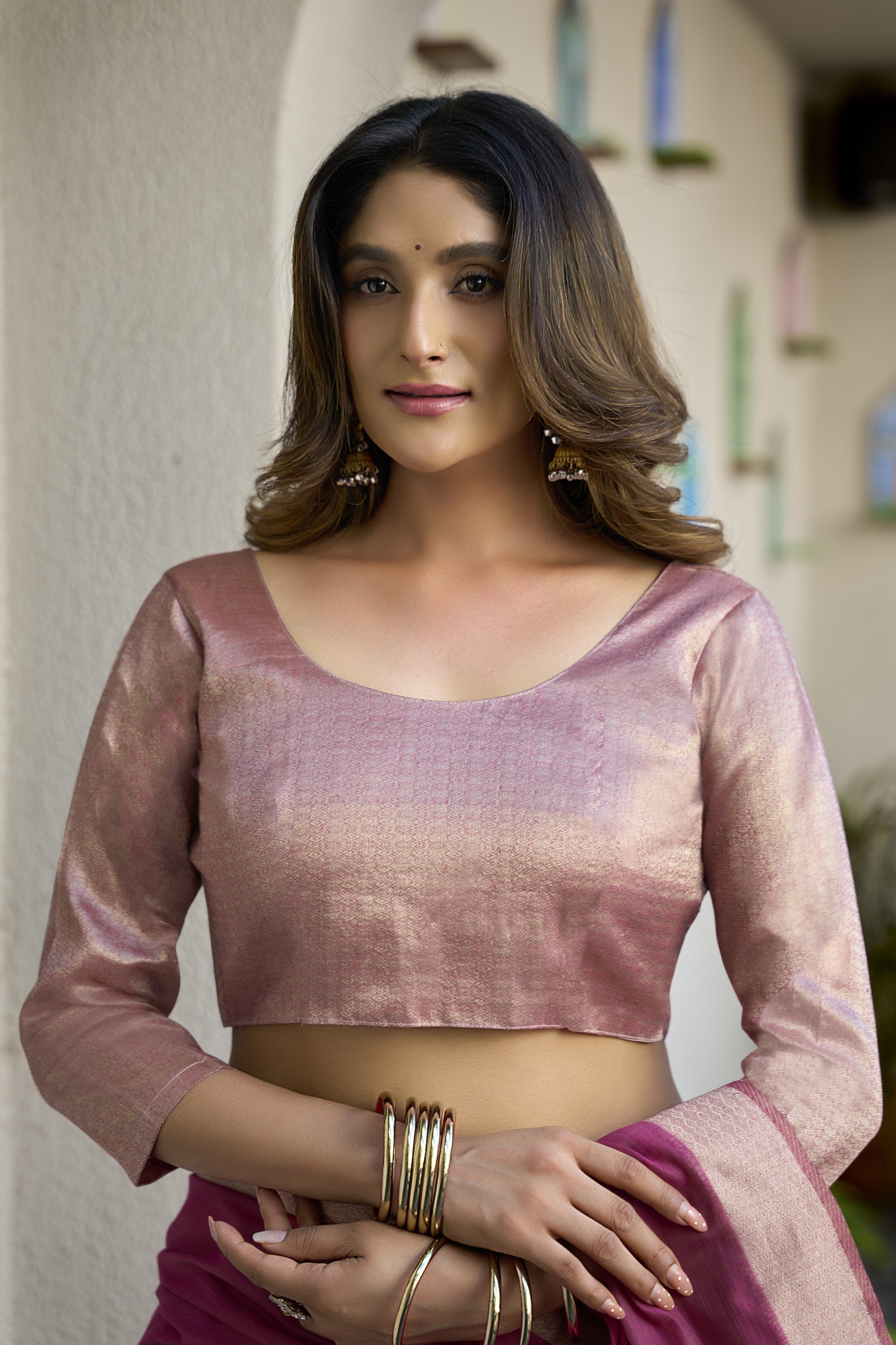 Khushboo Saree - Onion Pink - Close Up