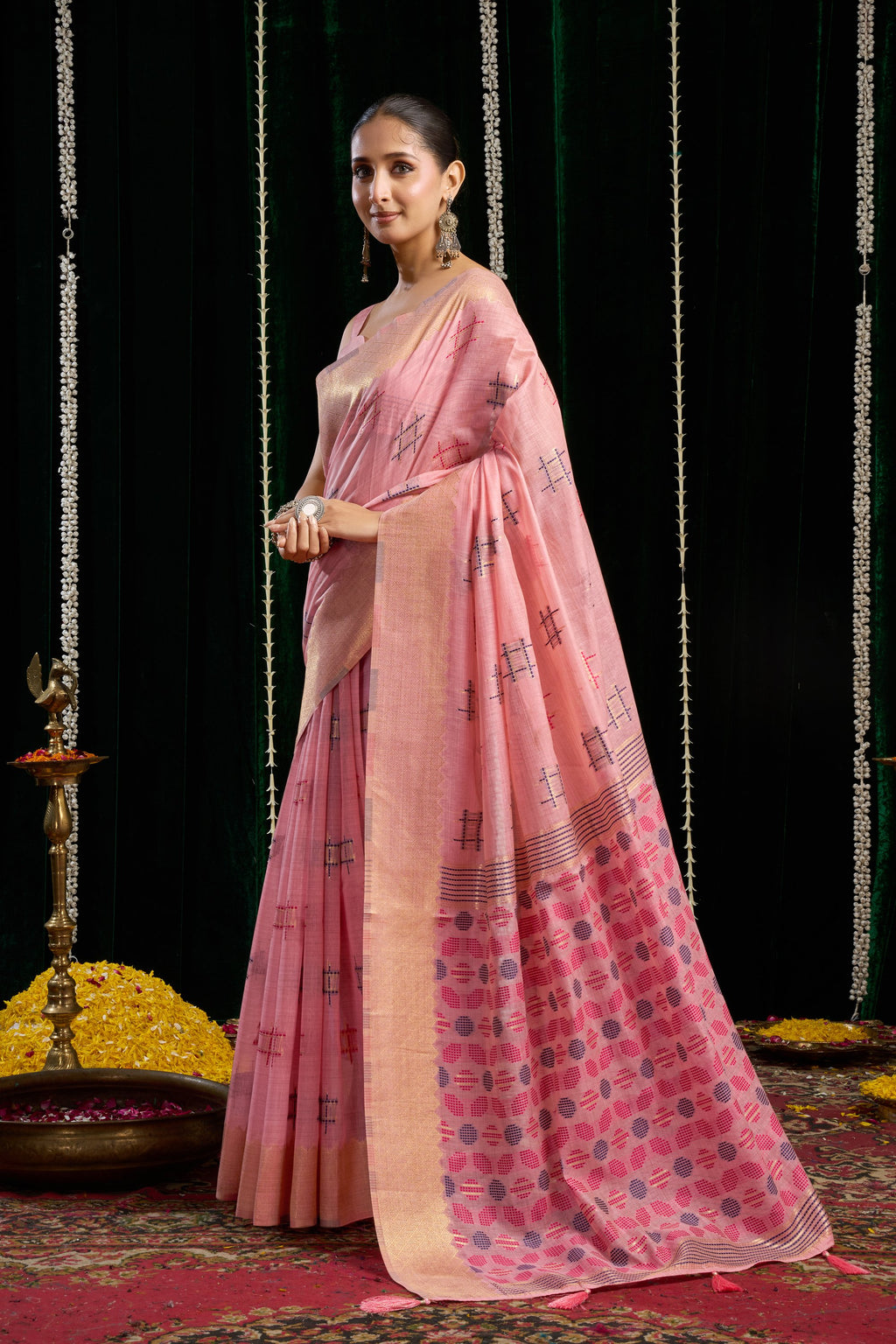 Kiran Saree - Blush Pink - Full View