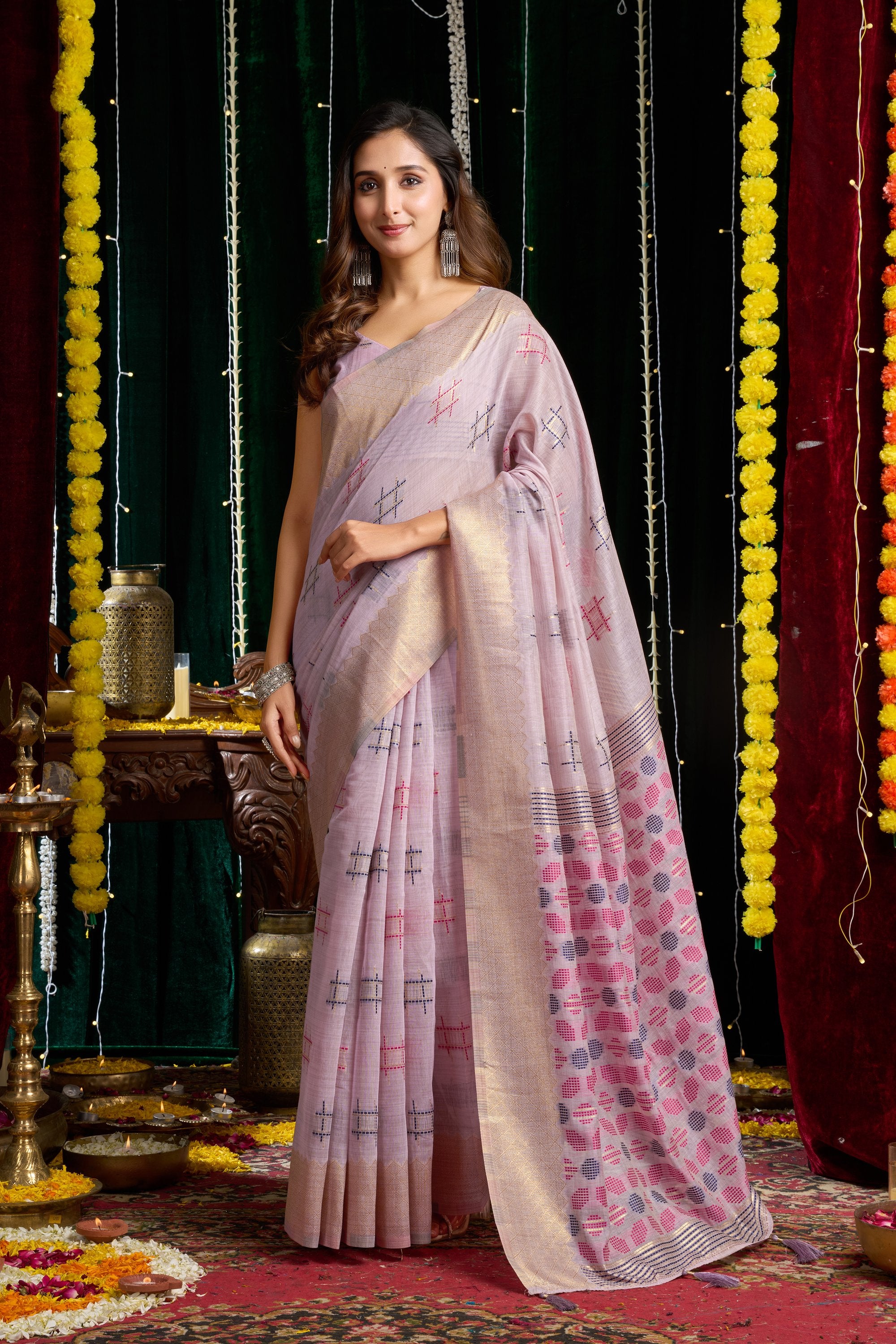 Kiran Saree - Lilac Mist - Front Drape