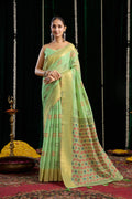 Kiran Saree - Pistachio Green - Front Drape
