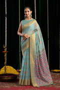 Kiran Saree - Powder Blue - Front Drape