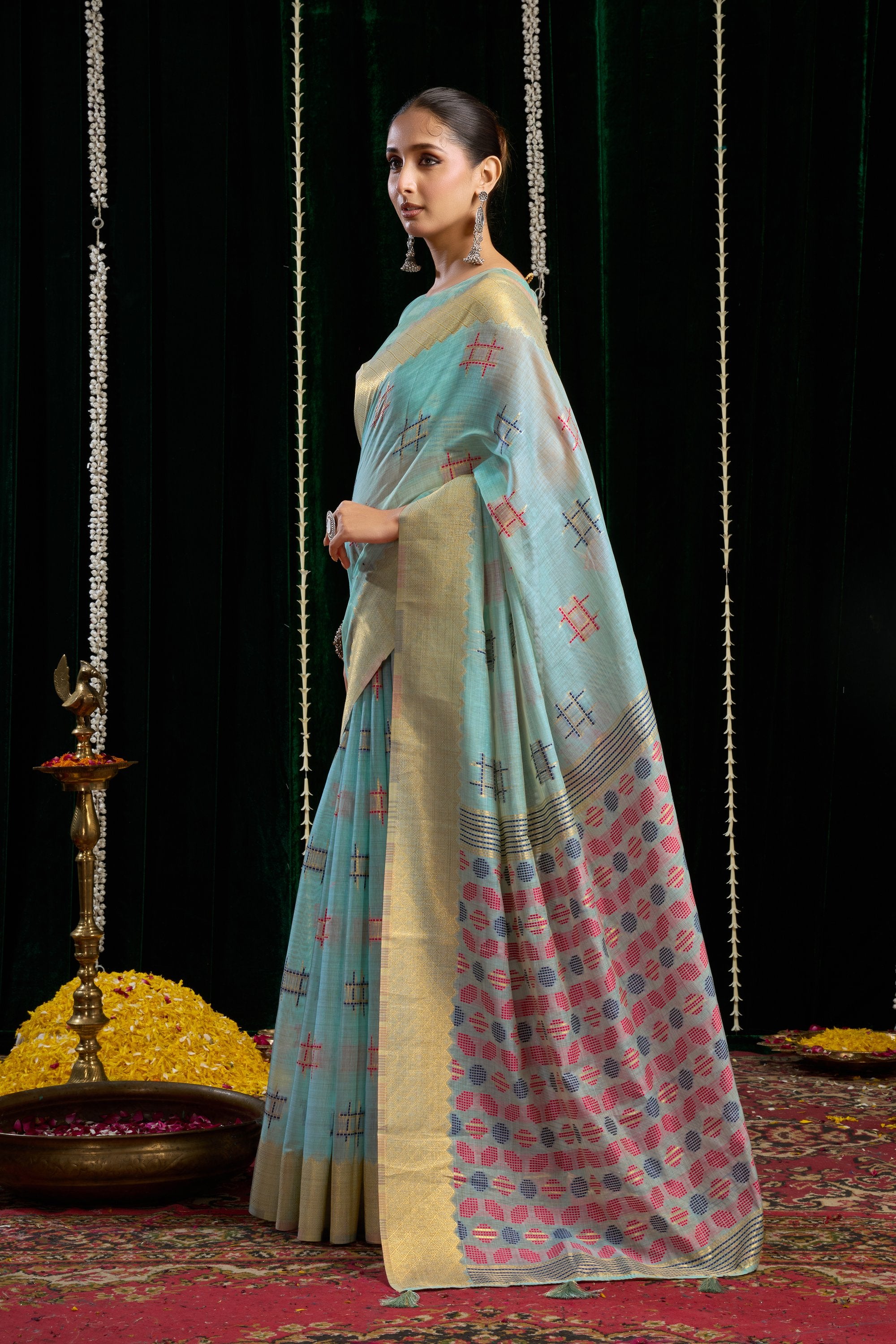 Kiran Saree - Powder Blue - Full View
