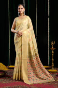 Kiran Saree - Vanilla Gold - Front Drape