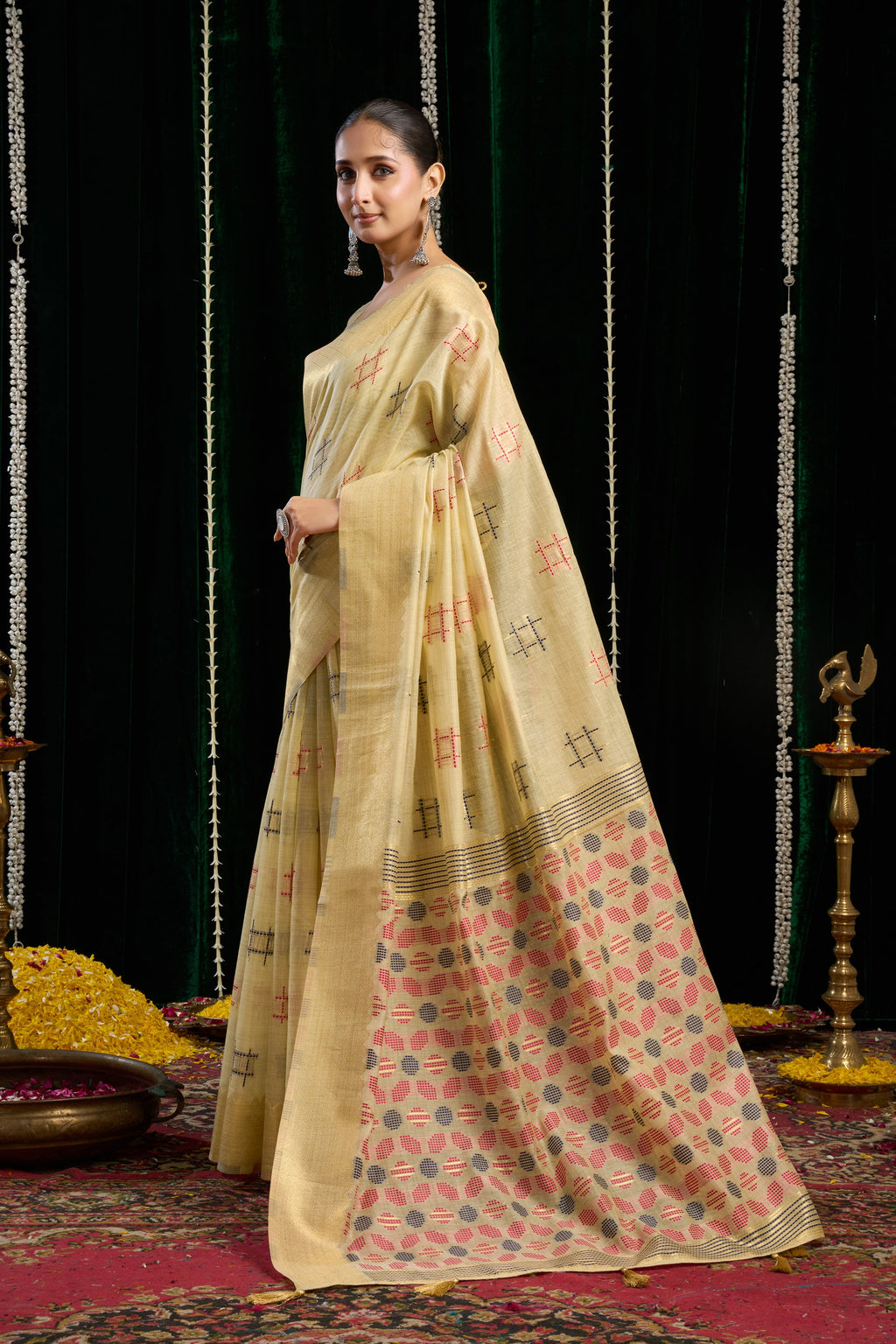 Kiran Saree - Vanilla Gold - Full View