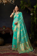 Komali Saree - Aqua Mint - Front Drape