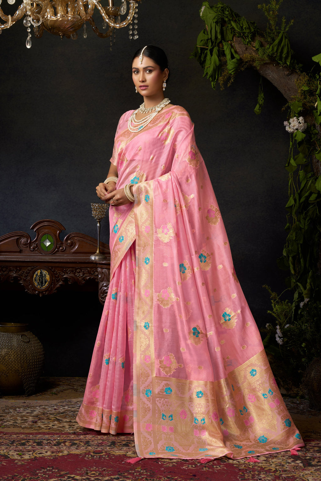 Komali Saree - Blush Pink - Full View