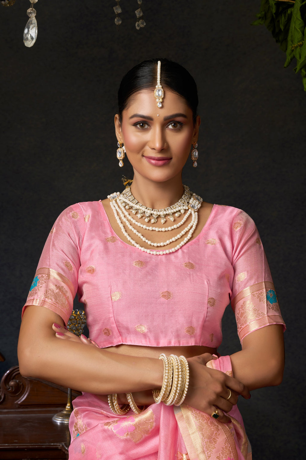 Komali Saree - Blush Pink - Close Up