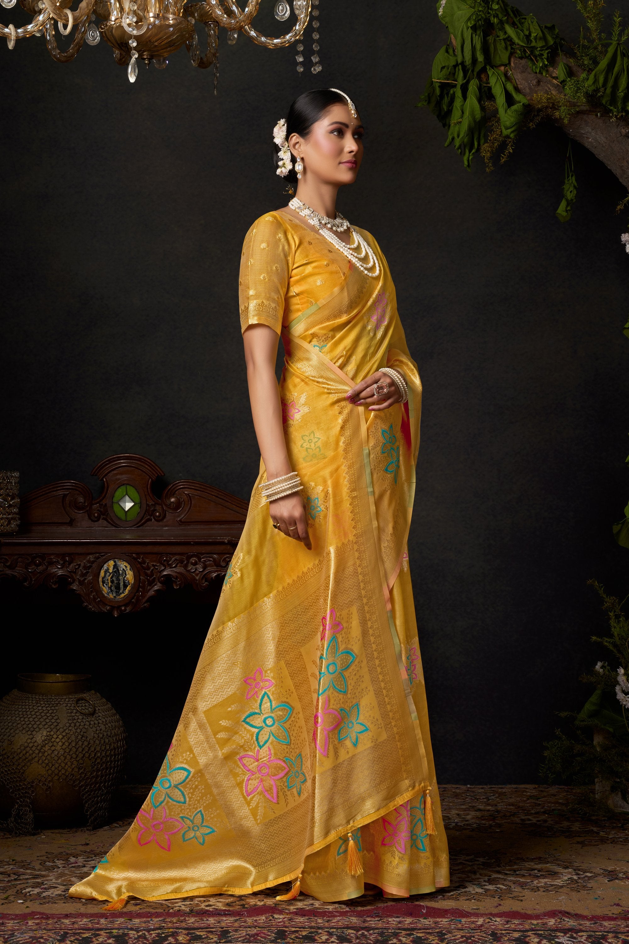 Komali Saree - Marigold Gold - Blouse View