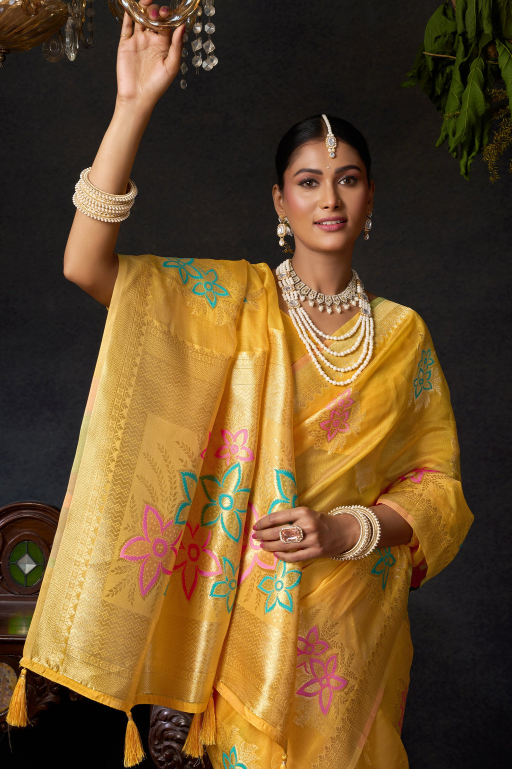 Komali Saree - Marigold Gold - Close Up
