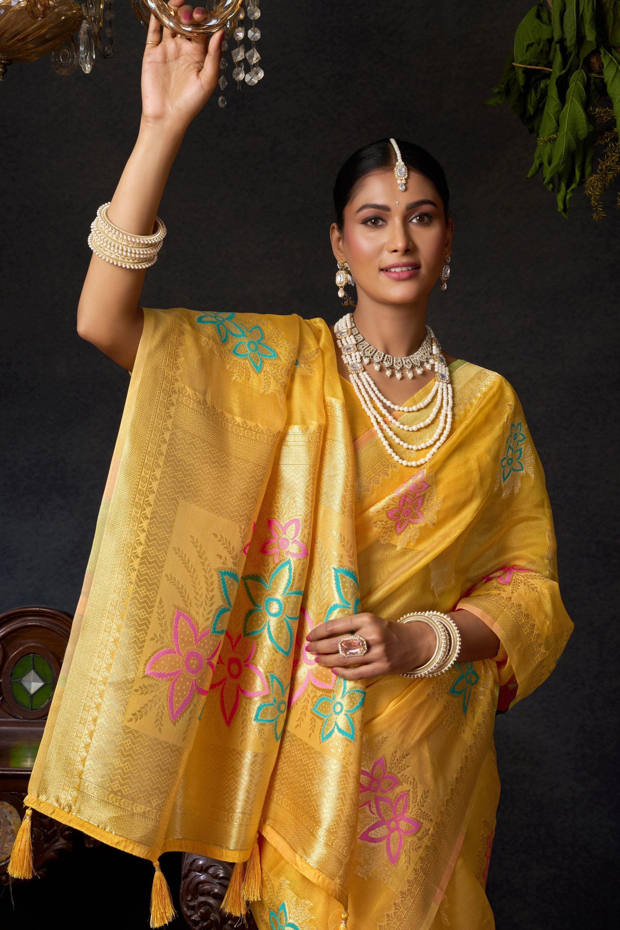 Komali Saree - Marigold Gold - Close Up