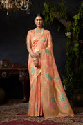 Komali Saree - Peach Champagne - Front Drape