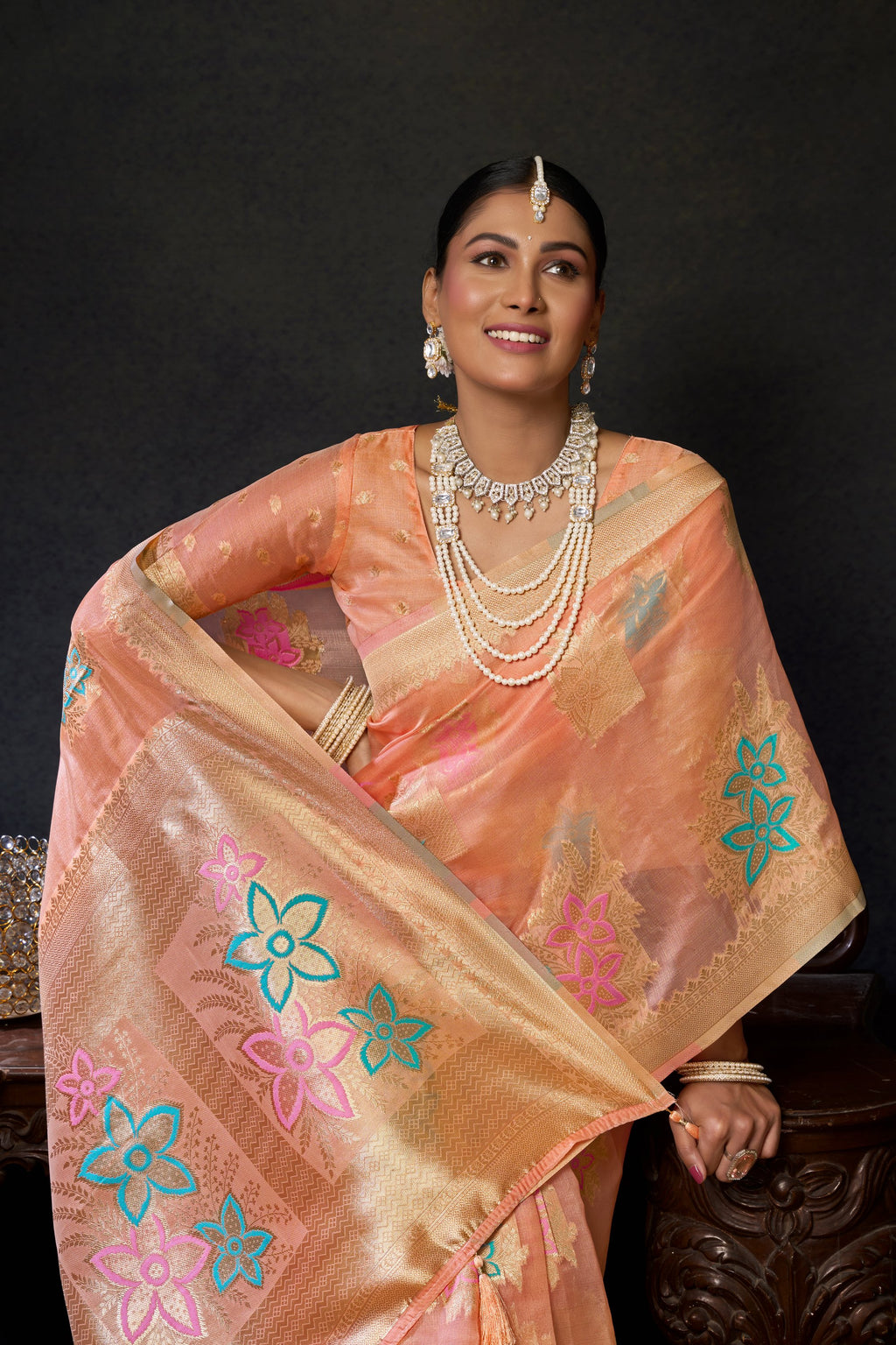 Komali Saree - Peach Champagne - Blouse View