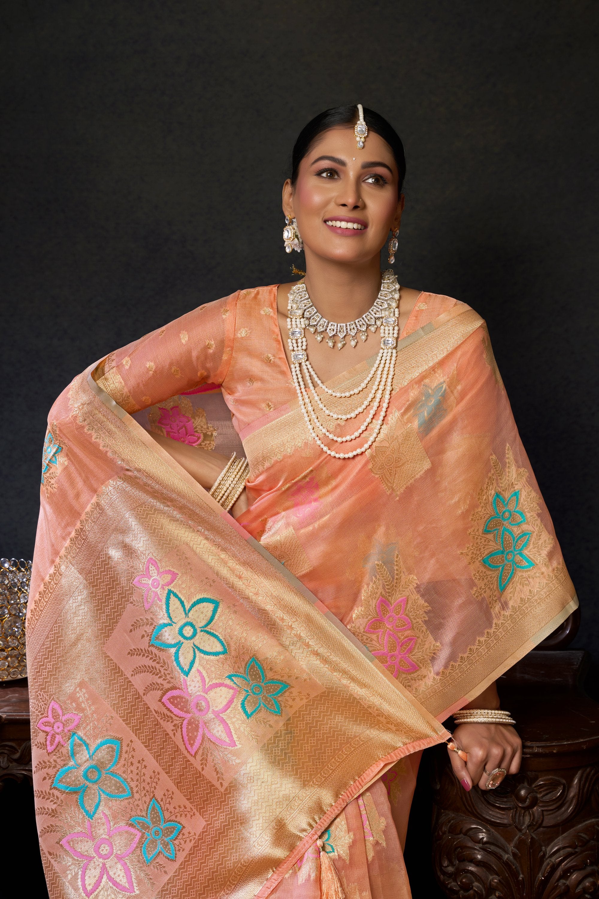 Komali Saree - Peach Champagne - Blouse View